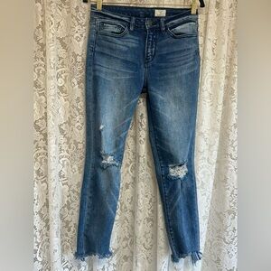 Bridge By Gly Distressed Mid Rise Ankle Skinny Jeans